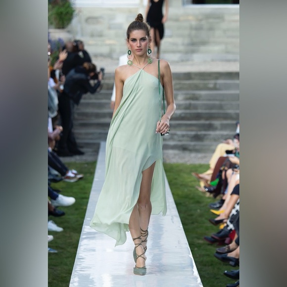 Jacquemus Spiaggia Dress 42 Flowy Asymmetrical Drape runway boho drape sheath l - Picture 2 of 9